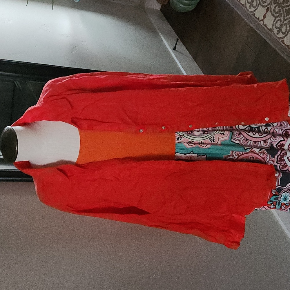 Sigrid Olsen Orange Linen Long Sleeve Shirt in Size 3X